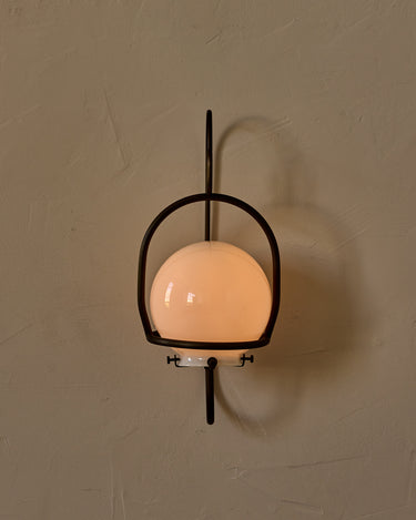 Robert True Ogden RTO Lighting - Small Emil Lantern Sconce - Antique Brass - 6" Milk Glass Globe#finish_antique-brass #glass_milk-glass