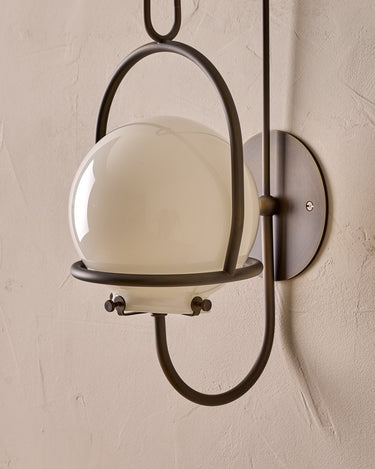 Robert True Ogden RTO Lighting - Small Emil Lantern Sconce - Oil Rubbed Brass - 6" Milk Glass Globe#finish_oil-rubbed-brass #glass_milk-glass