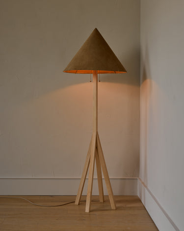 Robert True Ogden RTO Lighting Anouck Floor Lamp  - Clear Maple#wood-finish_clear-maple #shade-color_beige