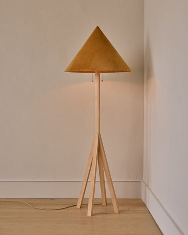 Robert True Ogden RTO Lighting Anouck Floor Lamp  - Clear Maple#wood-finish_clear-maple #shade-color_camel