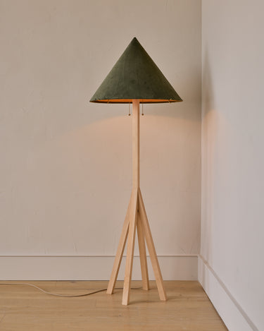 Robert True Ogden RTO Lighting Anouck Floor Lamp  - Clear Maple#wood-finish_clear-maple #shade-color_loden