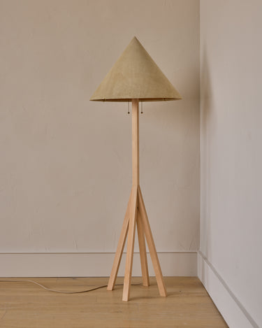 Robert True Ogden RTO Lighting Anouck Floor Lamp  - Clear Maple#wood-finish_clear-maple #shade-color_stone
