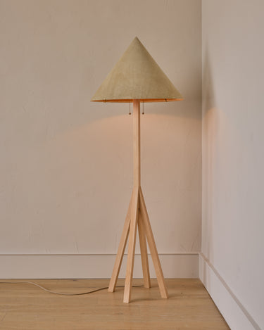 Robert True Ogden RTO Lighting Anouck Floor Lamp  - Clear Maple#wood-finish_clear-maple #shade-color_stone