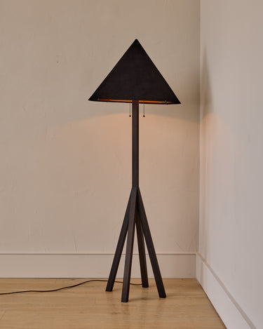 Robert True Ogden RTO Lighting Anouck Floor Lamp  - Dark Wash Maple#wood-finish_dark-wash-maple #shade-color_anthracite