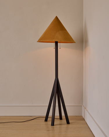 Robert True Ogden RTO Lighting Anouck Floor Lamp  - Dark Wash Maple#wood-finish_dark-wash-maple #shade-color_camel