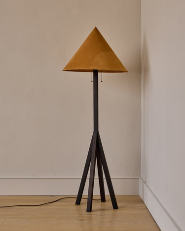 Robert True Ogden RTO Lighting Anouck Floor Lamp  - Dark Wash Maple#wood-finish_dark-wash-maple #shade-color_camel