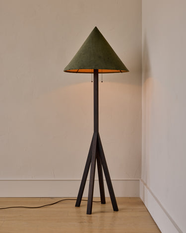 Robert True Ogden RTO Lighting Anouck Floor Lamp  - Dark Wash Maple#wood-finish_dark-wash-maple #shade-color_loden