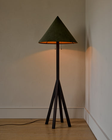 Robert True Ogden RTO Lighting Anouck Floor Lamp  - Dark Wash Maple#wood-finish_dark-wash-maple #shade-color_loden