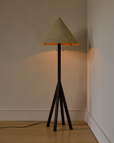 Robert True Ogden RTO Lighting Anouck Floor Lamp  - Dark Wash Maple#wood-finish_dark-wash-maple #shade-color_stone