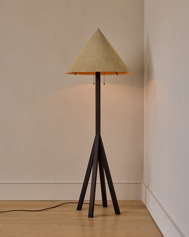 Robert True Ogden RTO Lighting Anouck Floor Lamp  - Dark Wash Maple#wood-finish_dark-wash-maple #shade-color_stone