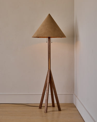 Robert True Ogden RTO Lighting Anouck Floor Lamp  - Walnut#wood-finish_walnut #shade-color_beige