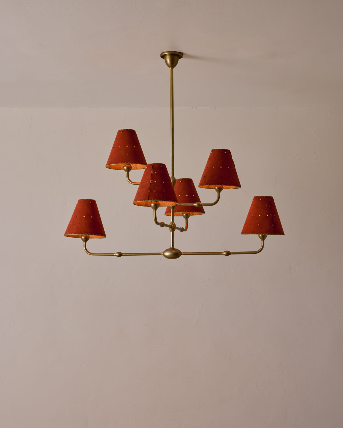 Robert True Ogden RTO Lighting Tulip Chandelier 36 inch Width - Brick Suede#shade-color_brick
