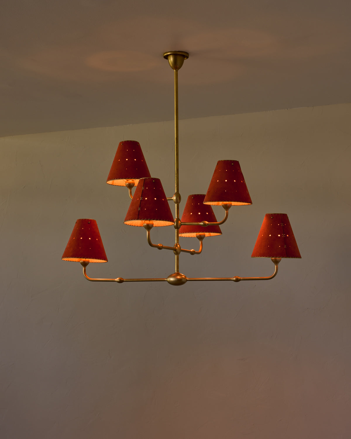 Robert True Ogden RTO Lighting Tulip Chandelier 36 inch Width - Brick Suede#shade-color_brick