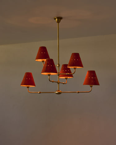 Robert True Ogden RTO Lighting Tulip Chandelier 36 inch Width - Brick Suede#shade-color_brick
