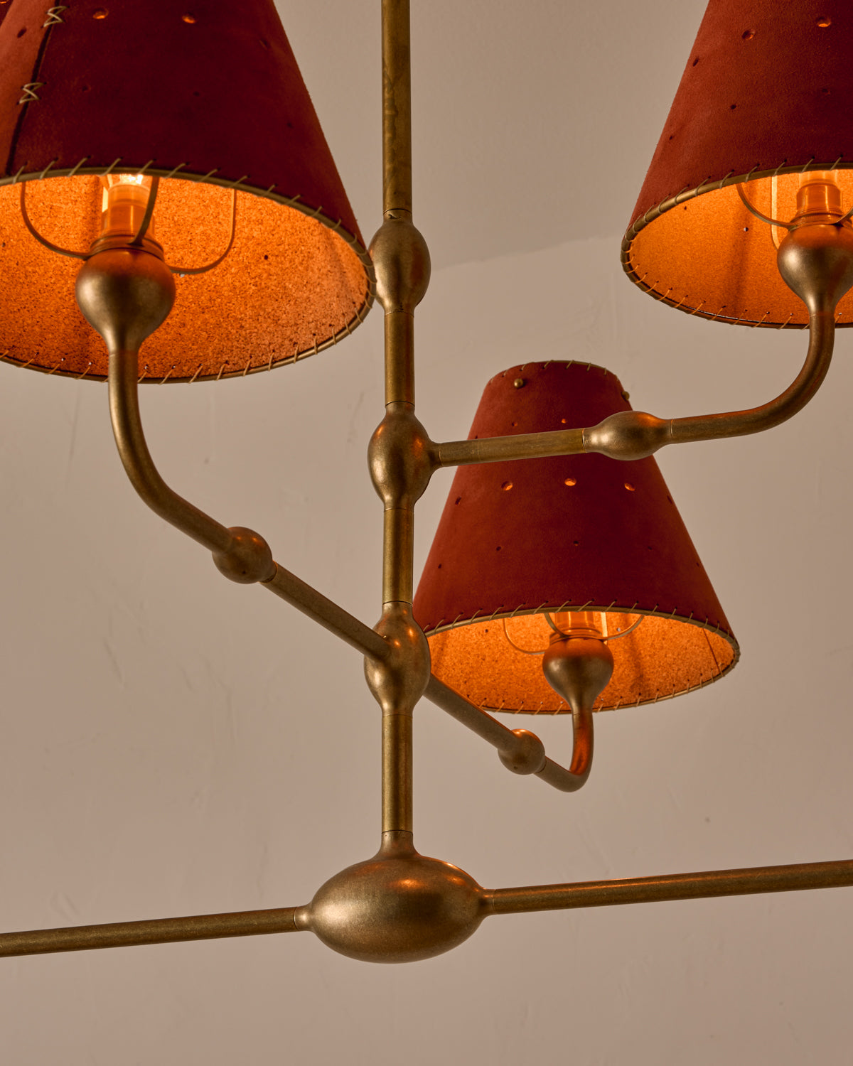 Robert True Ogden RTO Lighting Tulip Chandelier 48 inch Width - Brick Suede#shade-color_brick