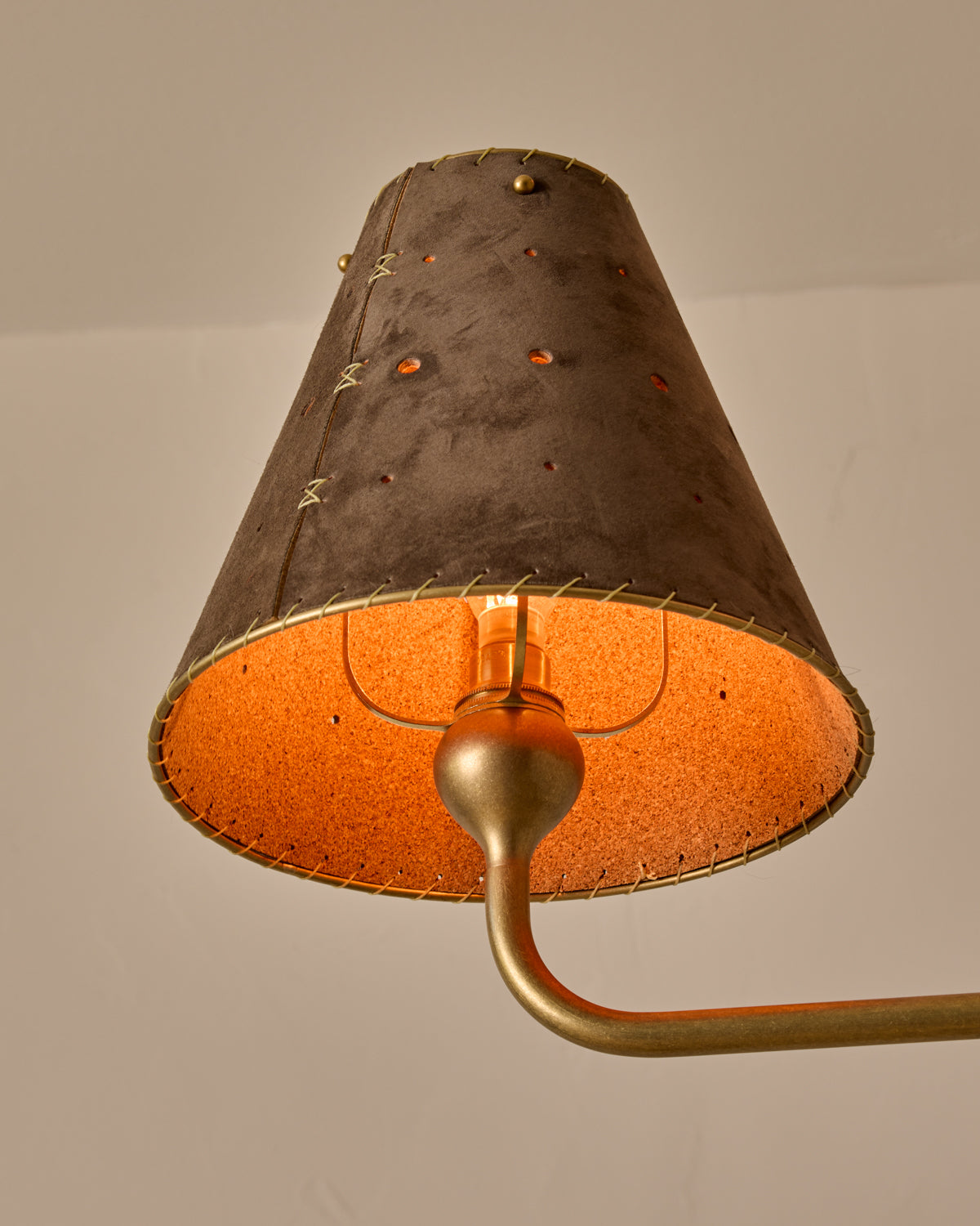 Robert True Ogden RTO Lighting Tulip Chandelier 36 inch Width - Dark Taupe Suede#shade-color_dark-taupe