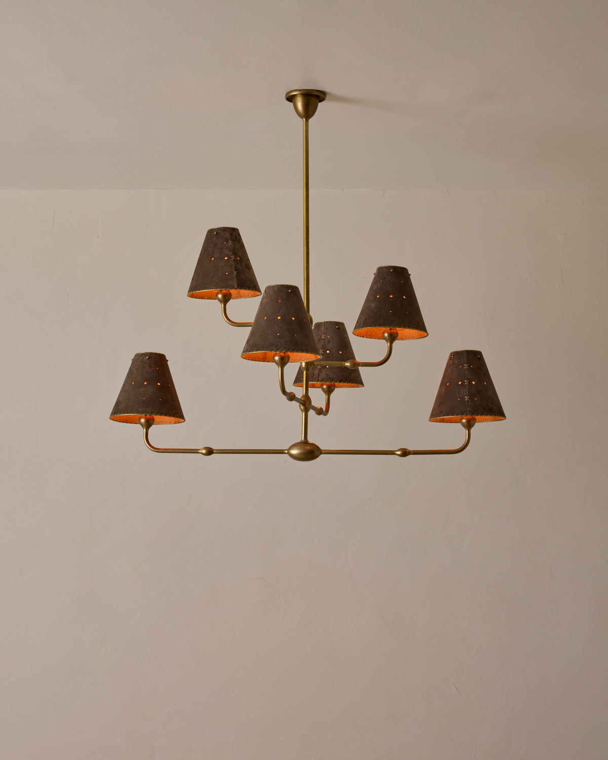 Robert True Ogden RTO Lighting Tulip Chandelier 36 inch Width - Dark Taupe Suede#shade-color_dark-taupe