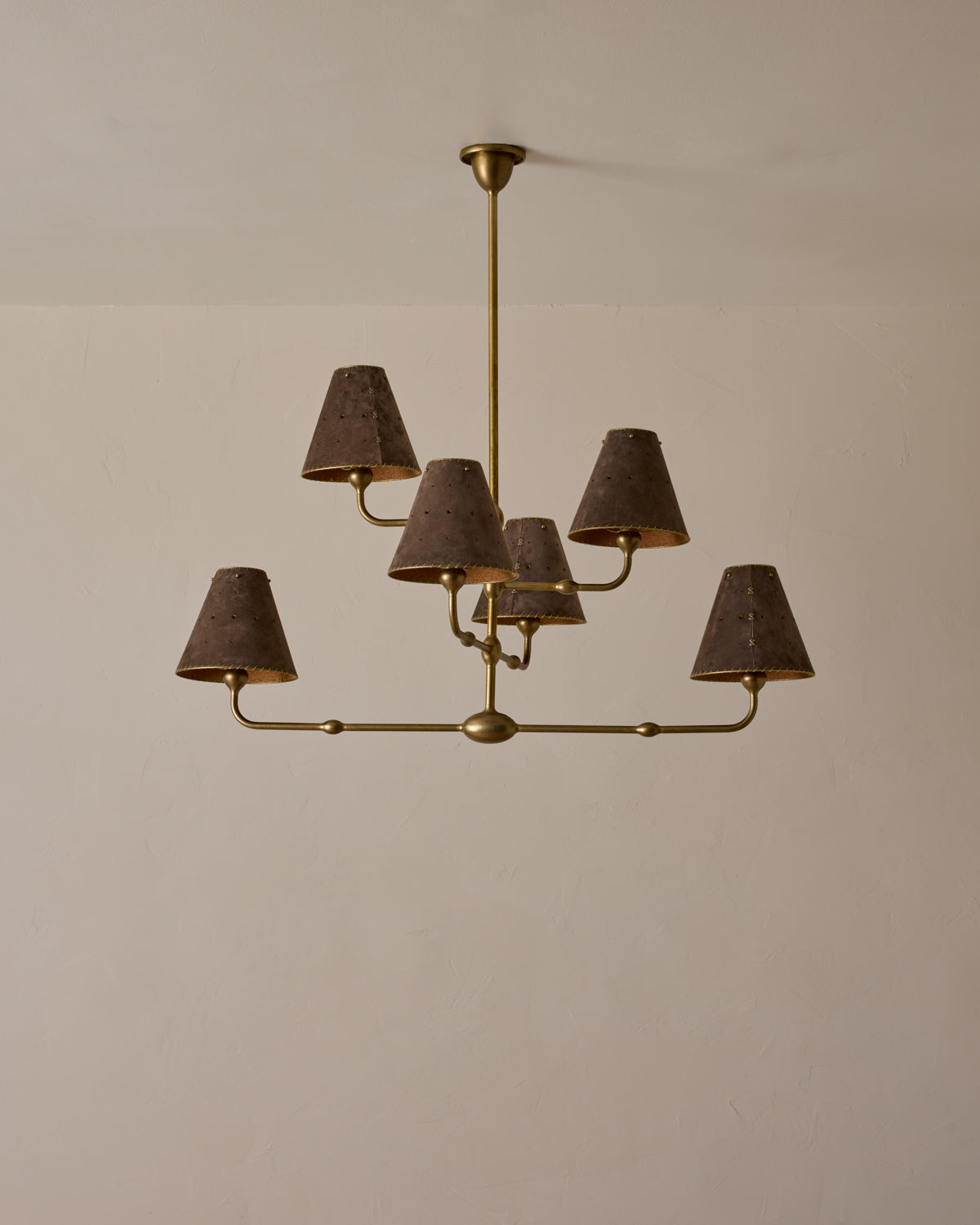 Robert True Ogden RTO Lighting Tulip Chandelier 36 inch Width - Dark Taupe Suede#shade-color_dark-taupe
