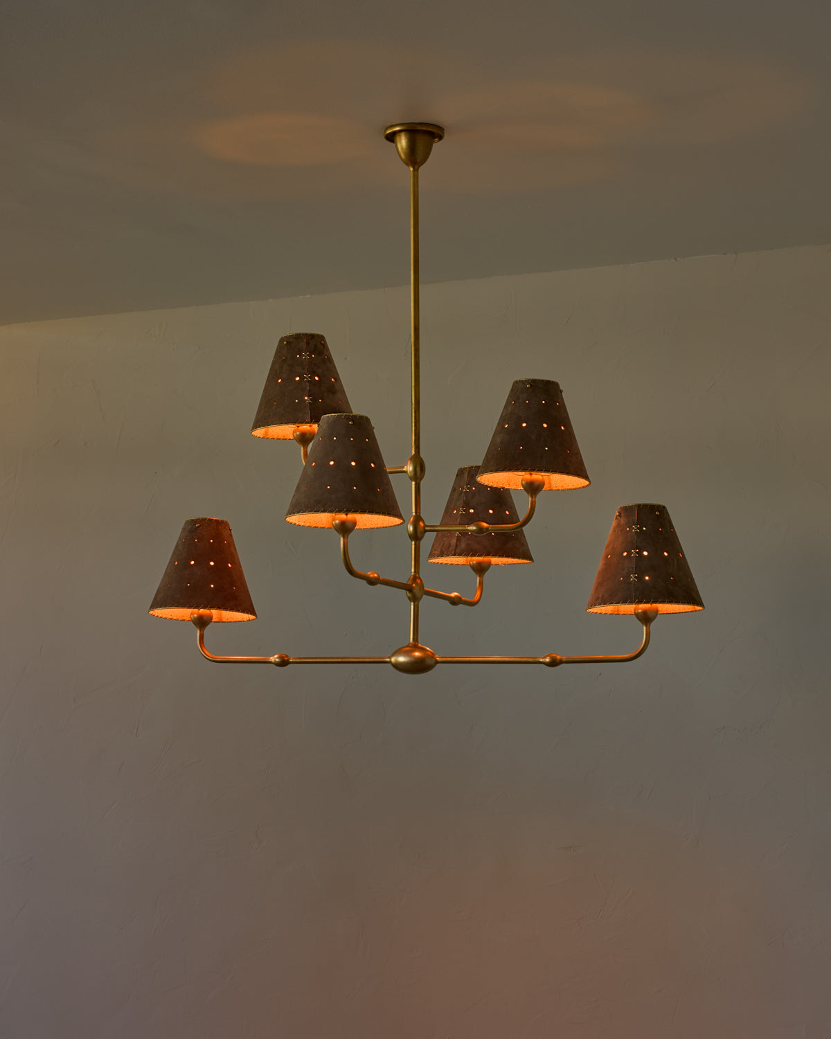 Robert True Ogden RTO Lighting Tulip Chandelier 36 inch Width - Dark Taupe Suede#shade-color_dark-taupe