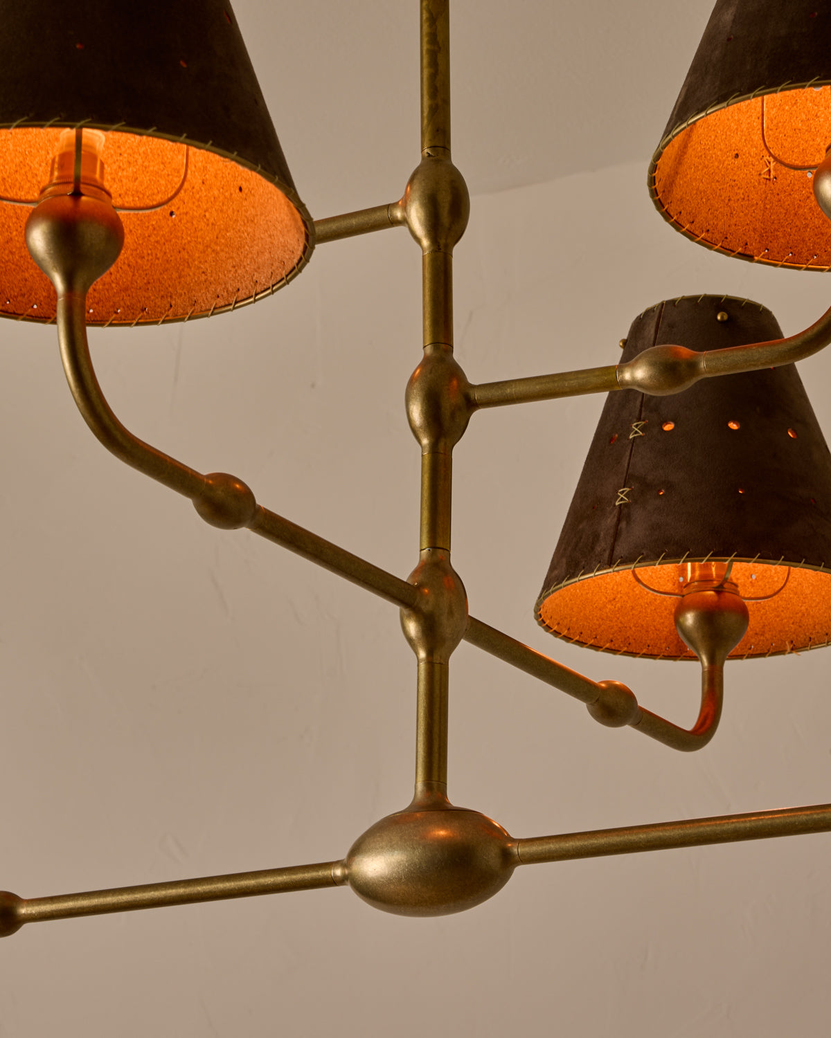 Robert True Ogden RTO Lighting Tulip Chandelier 48 inch Width - Dark Taupe Suede#shade-color_dark-taupe