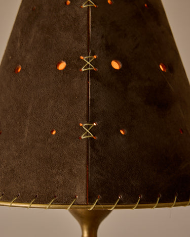 Robert True Ogden RTO Lighting Tulip Chandelier 36 inch Width - Dark Taupe Suede#shade-color_dark-taupe