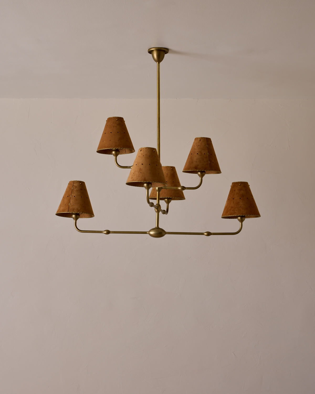 Robert True Ogden RTO Lighting Tulip Chandelier 36 inch Width - Saddle Suede#shade-color_saddle