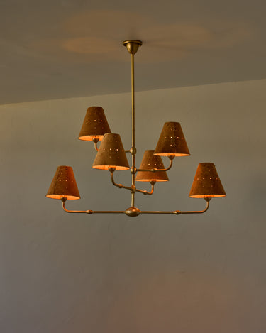 Robert True Ogden RTO Lighting Tulip Chandelier 36 inch Width - Saddle Suede#shade-color_saddle