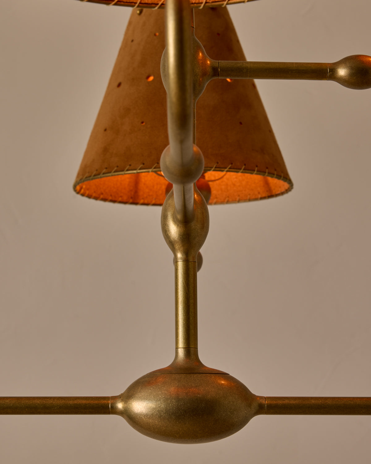 Robert True Ogden RTO Lighting Tulip Chandelier 48 inch Width - Saddle Suede#shade-color_saddle