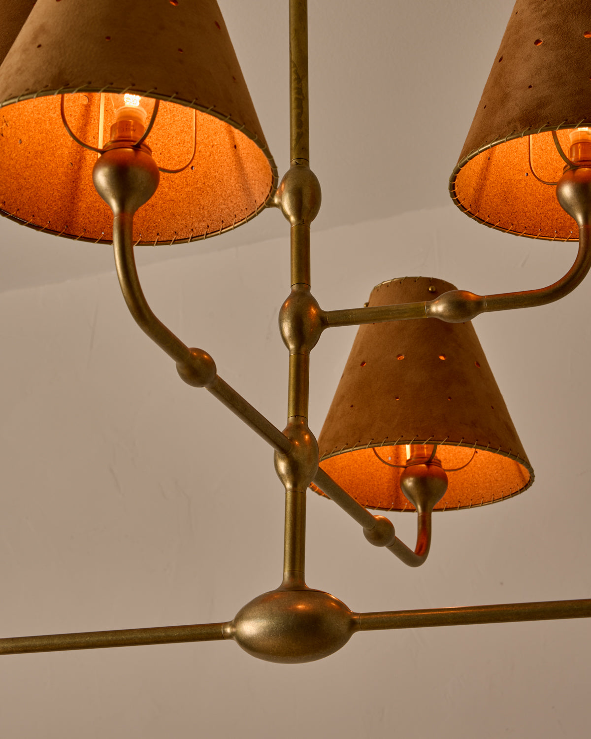 Robert True Ogden RTO Lighting Tulip Chandelier 36 inch Width - Saddle Suede#shade-color_saddle