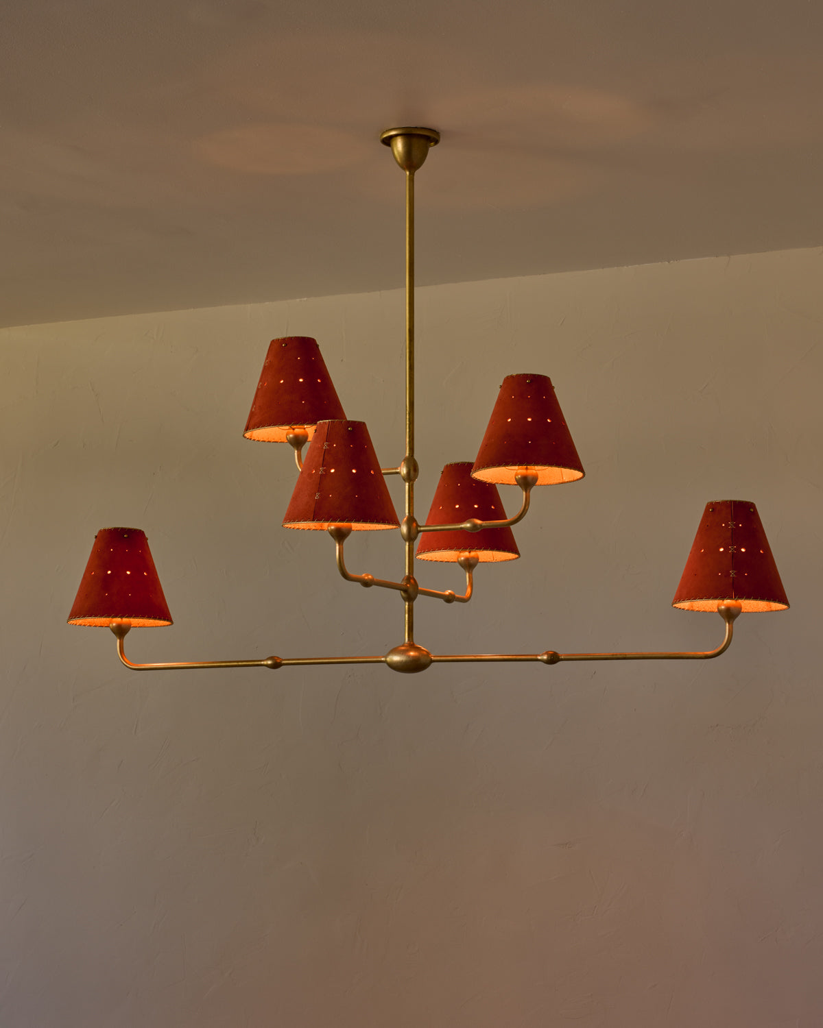 Robert True Ogden RTO Lighting Tulip Chandelier 48 inch Width - Brick Suede#shade-color_brick
