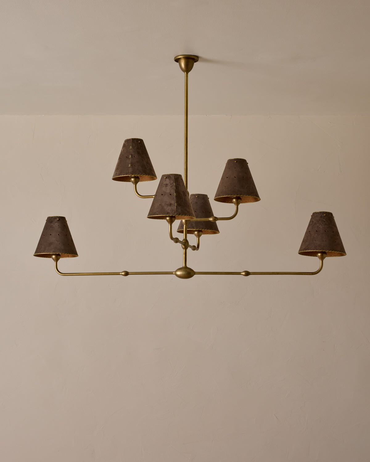 Robert True Ogden RTO Lighting Tulip Chandelier 48 inch Width - Dark Taupe Suede#shade-color_dark-taupe
