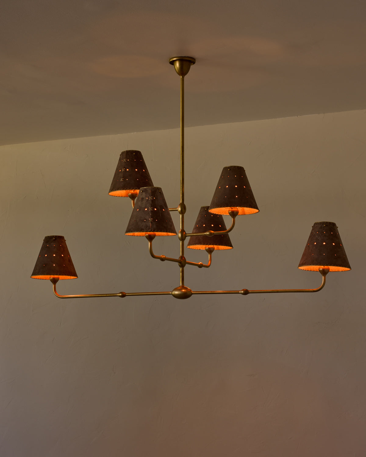 Robert True Ogden RTO Lighting Tulip Chandelier 48 inch Width - Dark Taupe Suede#shade-color_dark-taupe