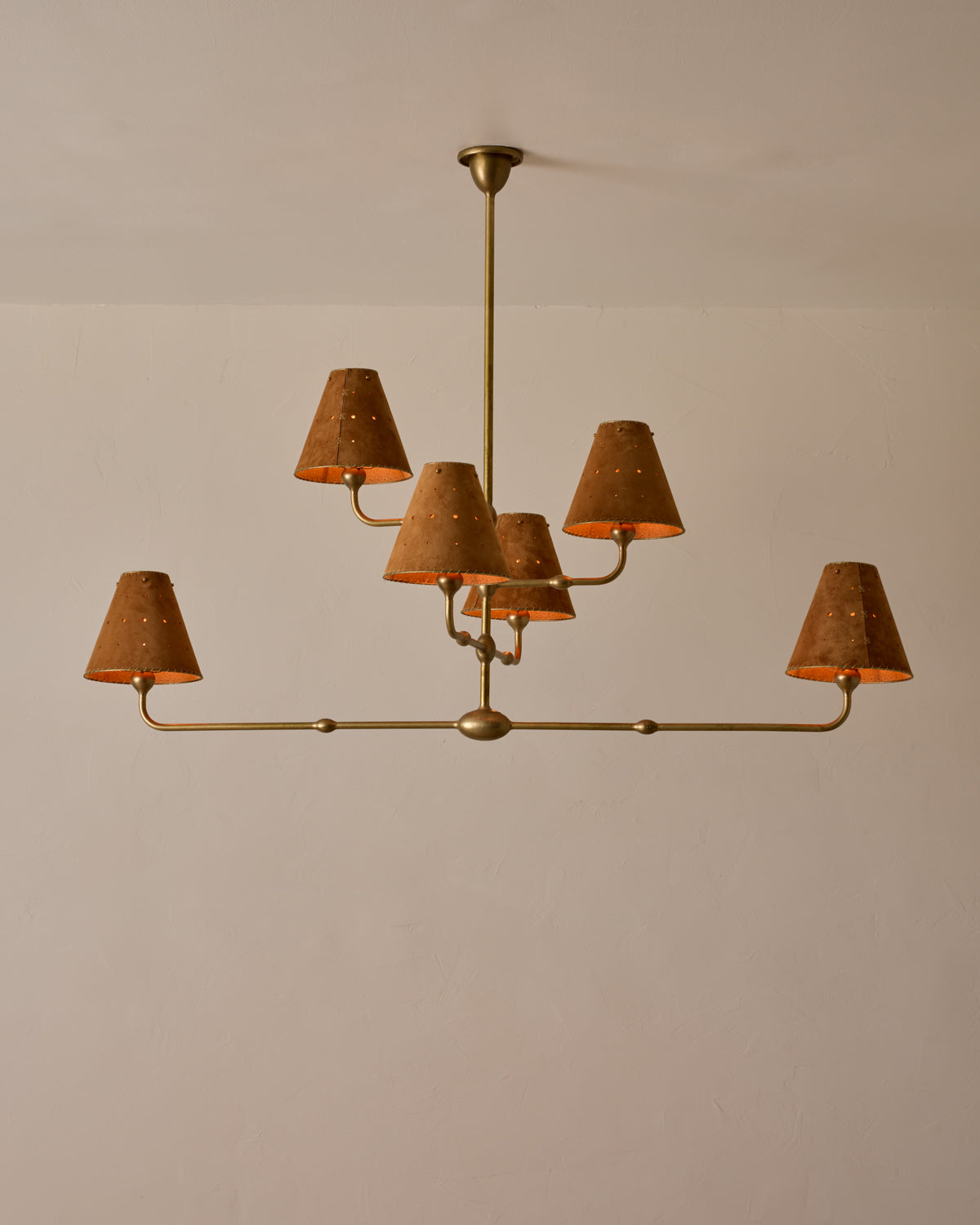 Robert True Ogden RTO Lighting Tulip Chandelier 48 inch Width - Saddle Suede#shade-color_saddle