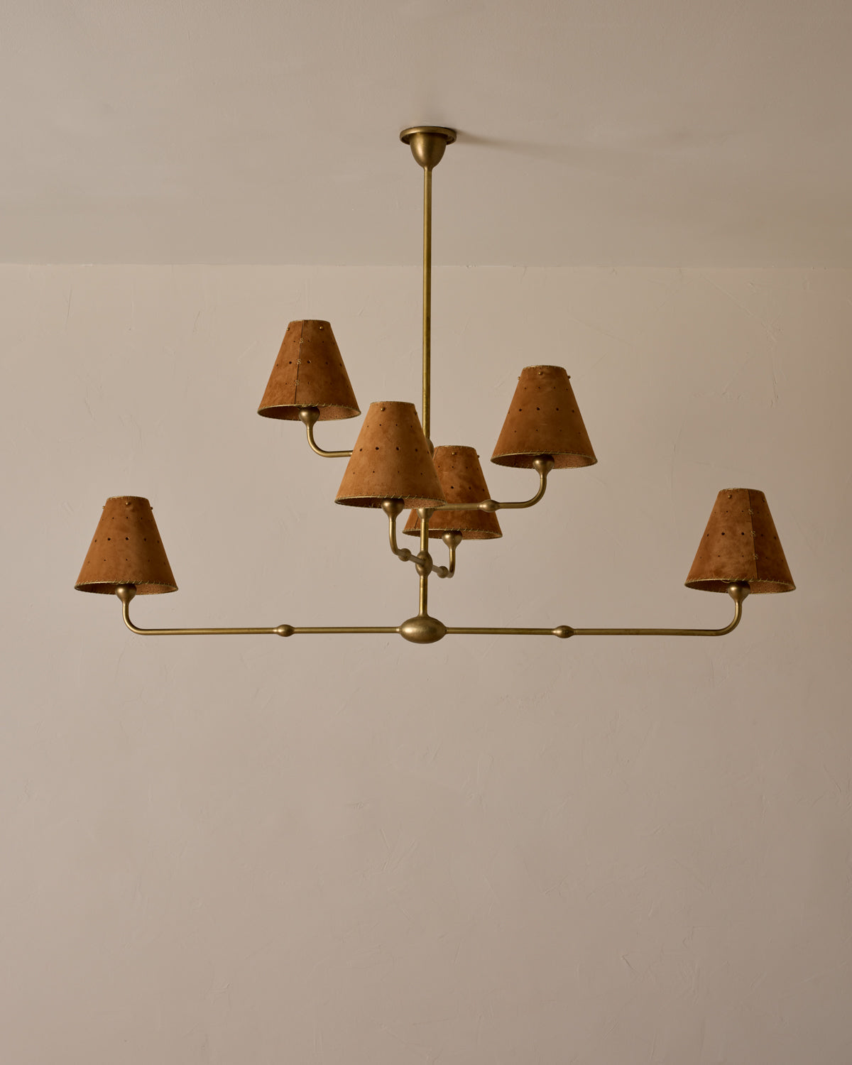 Robert True Ogden RTO Lighting Tulip Chandelier 48 inch Width - Saddle Suede#shade-color_saddle