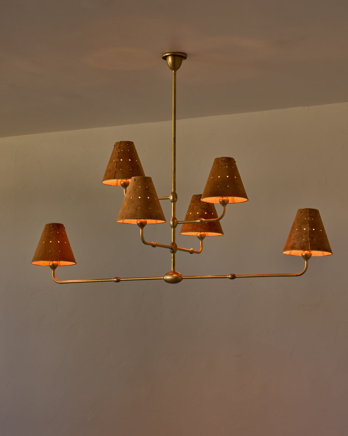 Robert True Ogden RTO Lighting Tulip Chandelier 48 inch Width - Saddle Suede#shade-color_saddle