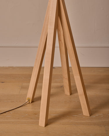 Wooden lamp legs on a wooden floor with a neutral background

Robert True Ogden RTO Lighting Anouck Floor Lamp  - Clear Maple#wood-finish_clear-maple