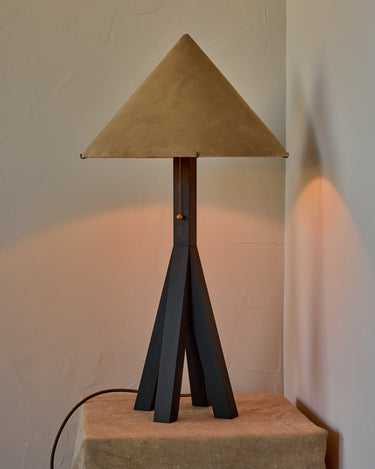 Robert True Ogden RTO Lighting Anouck Table Lamp  - Dark Wash Maple#wood-finish_dark-wash-maple #shade-color_beige