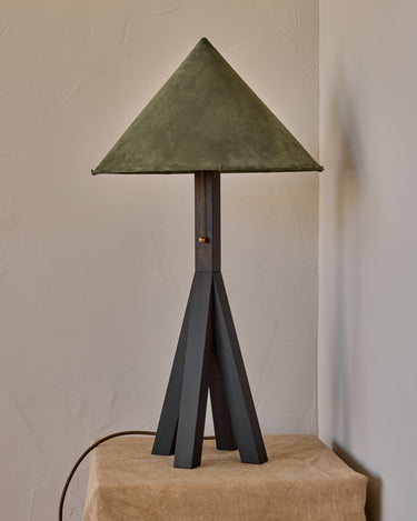 Robert True Ogden RTO Lighting Anouck Table Lamp  - Dark Wash Maple#wood-finish_dark-wash-maple #shade-color_loden
