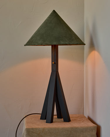 Robert True Ogden RTO Lighting Anouck Table Lamp  - Dark Wash Maple#wood-finish_dark-wash-maple #shade-color_loden