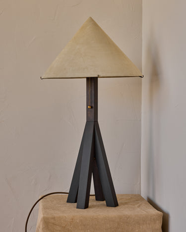 Robert True Ogden RTO Lighting Anouck Table Lamp  - Dark Wash Maple#wood-finish_dark-wash-maple #shade-color_stone