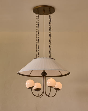 Robert True Ogden RTO Lighting - 30" Adele Milk Glass Chandelier - Three Milk Glass Globe - Milk Glass Panels#size_30"