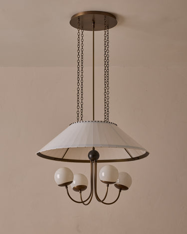 Robert True Ogden RTO Lighting - 30" Adele Milk Glass Chandelier - Three Milk Glass Globe - Milk Glass Panels#size_30"