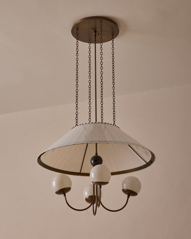 Robert True Ogden RTO Lighting - 30" Adele Milk Glass Chandelier - Three Milk Glass Globe - Milk Glass Panels#size_30"