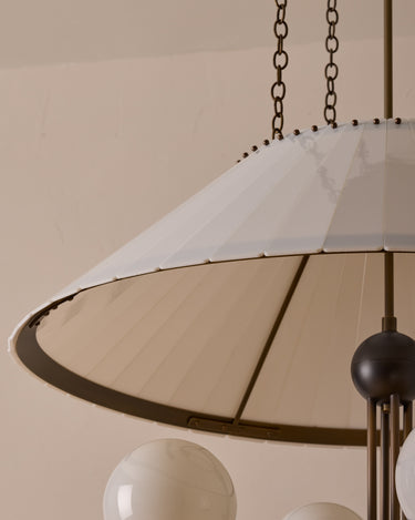 Robert True Ogden RTO Lighting - 30" Adele Milk Glass Chandelier - Three Milk Glass Globe - Milk Glass Panels#size_30"