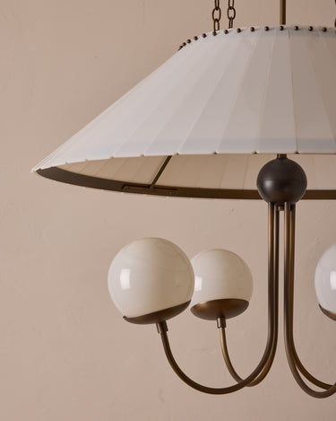 Robert True Ogden RTO Lighting - 30" Adele Milk Glass Chandelier - Three Milk Glass Globe - Milk Glass Panels#size_30"