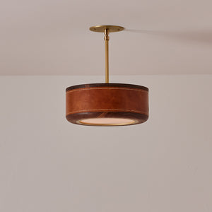 Robert True Ogden RTO Lighting 12" Nura Ceiling Fixture Pendant - Cognac Leather#leather_cognac