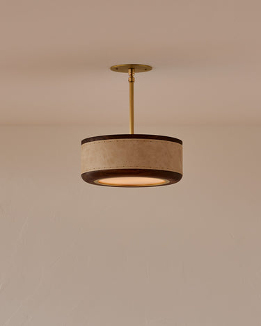 Robert True Ogden RTO Lighting 12" Nura Ceiling Fixture Pendant - Au Lait Leather#leather_au-lait-leather