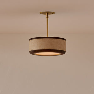 Robert True Ogden RTO Lighting 12" Nura Ceiling Fixture Pendant - Au Lait Leather#leather_au-lait