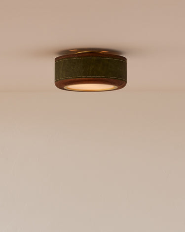 Robert True Ogden RTO Lighting 12" Nura Ceiling Fixture Pendant - Juniper Leather#leather_juniper-leather