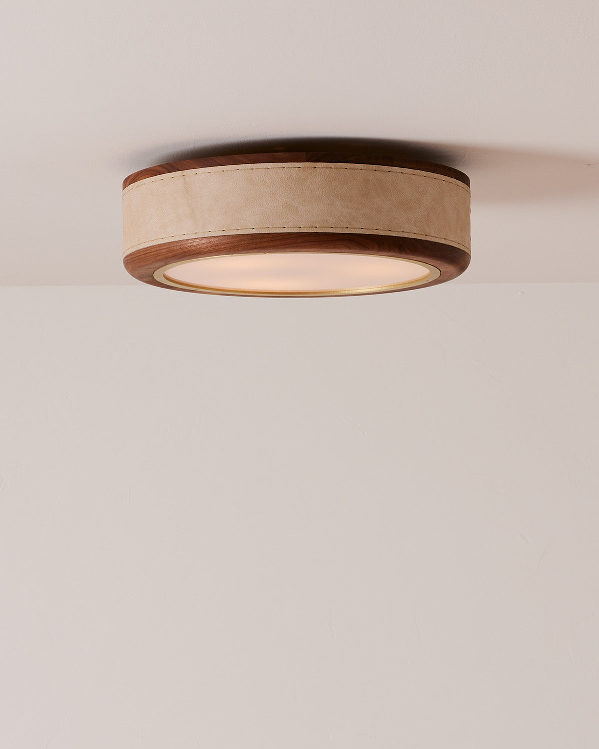 Robert True Ogden RTO Lighting 16" Nura Ceiling Fixture Pendant - Au Lait Leather#leather_au-lait
